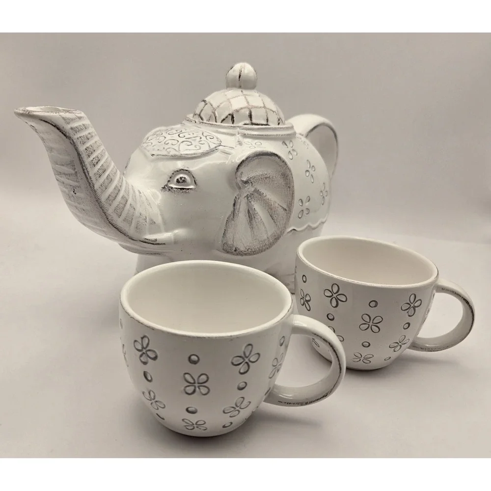 Elephant Teapot Pair Cups 222 Fifth 